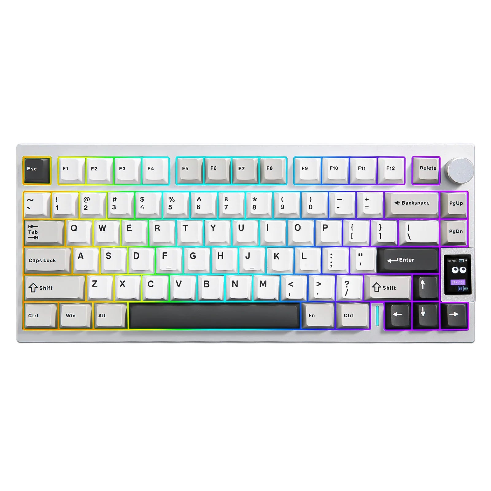 YUNZII AL80 Black Mechanical Keyboard, Hot Swap Wireless QMK/VIA Aluminum Gaming Keyboard with Smart LCD Display&Functional Knob